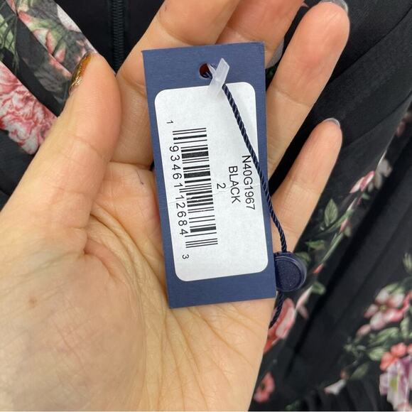 NWT MARCHESA NOTTE Belted pleated floral-print chiffon gown - Picture 5 of 6